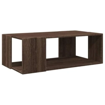 Image of vidaXL Coffee Table Brown Oak Rectangular Modern Engineered Wood Living Room Accent Side with Storage