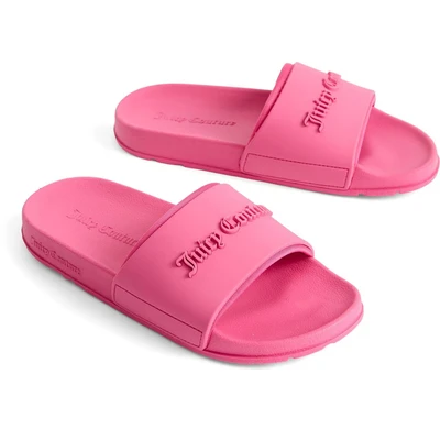 Image of Juicy Couture Women&#039;s Breanna Embosse Sliders Sandale Slides Badelatschen mit Applikation für Sommer Srand Pool, Pink glo, 4 UK