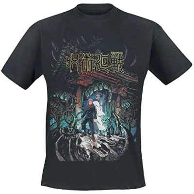 Image of Jujutsu Kaisen Poster Men&#039;s Short Sleeved T Shirt Regular/Regular Fit Black, XXL