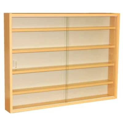 Image of WATSONS REVEAL 4 Shelf Glass Wall Collectors Display Cabinet Beech