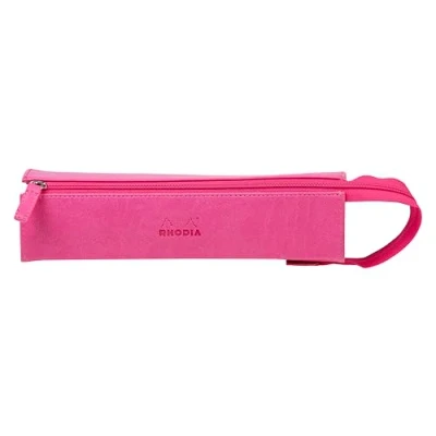 Image of RHODIA 319036C pencil case Rhodiarama Fuchsia 23x5x5 cm Flat opening for use as a Faux leather Storage pens, pencils, markers, small supplies