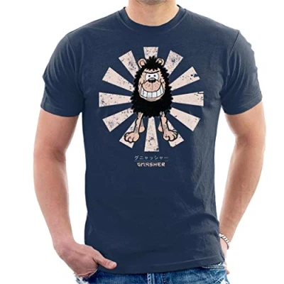 Image of Gnasher Retro Japanese Men&#039;s T Shirt Navy Blue