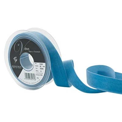 Image of Berisfords Velvet Ribbon, Williamsburg Blue, 10.2 x 3 cm