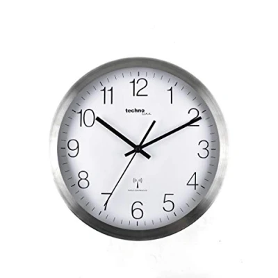 Image of Technoline WT8910 Radio Wall Clock, Metal, Silver, 30 cm