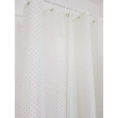 Image of Optimal Products Glitter Diamante Polyester Weighted Hem Shower Curtain Waterproof With Rings 180x180cm (Cream)