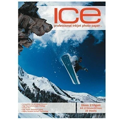 Image of ICE A4 210 GSM GLOSS GLOSSY INKJET PHOTO PAPER 25 SHEETS