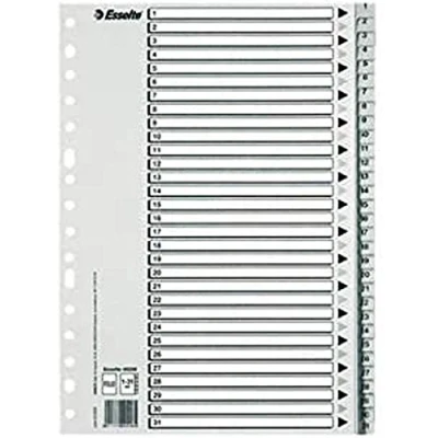 Image of Esselte Plastic Index Numeric, PP, Range Eco, Grey Type 1 31 A4