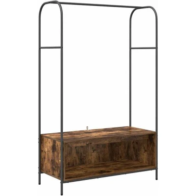 Image of vidaXL Clothes Rack with Shelves Smoked Oak 100x44x160 cm