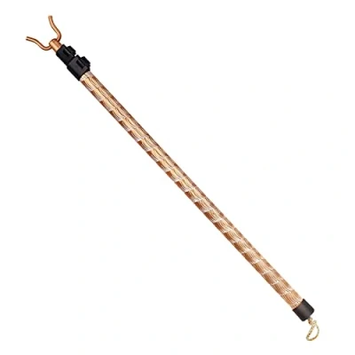 Image of Retractable Clothesline Pole, 50&quot; Closet Hook Pole Adjustable Hook, Steel Telescopic Handle Clothing Suitable for Wardrobe, Clothesline, Hanger, Hanger Rod (Golden stripes)