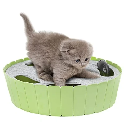 Image of Pawaboo Interactive Cat Toy with Running Mouse, Electronic Motion Cats Toys Automatic Teaser for Indoor Cats, Pop and Play Hide Seek Hunting Mouse Kitten Fun Exercise, Mint Green