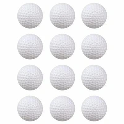 Image of QZKJXW White Practice Golf Balls Plastic 12 Pack,42mm Hollow Training Airflow Limited Flight for Swing Driving Range Home Backyard Use