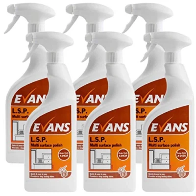 Image of Evans Vanodine LSP, Multi Surface Liquid Spray Polish, 750ml Trigger, Pack of 6