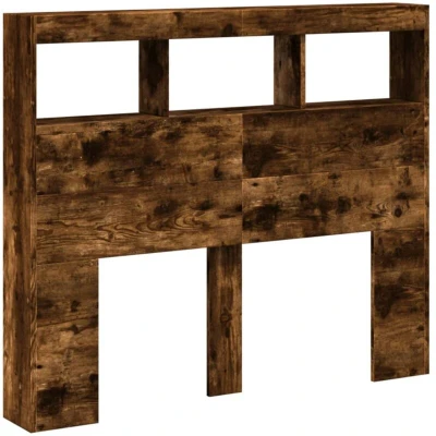 Image of vidaXL Headboard Cabinet with LED Smoked Oak 120x17x102 cm
