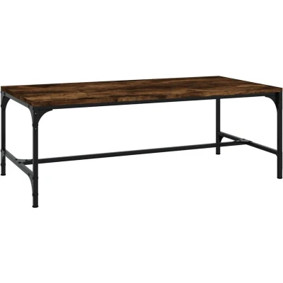 Image of vidaXL Coffee Table Tea Side Engineered Wood Smoked Oak Sturdy Metal Frame Ideal for Living Room or Lounge Area