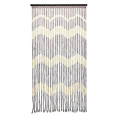 Image of JVL 11 087C Provence Hanging Wooden Beaded Door Waves Curtain Screen, Multi Colour, 90 x 180 cm
