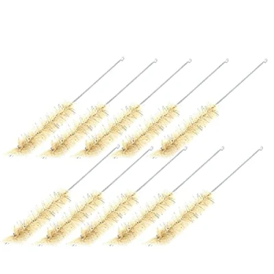 Image of 10Pcs Test Tube Brush Bottle Wash Cleaning Tan Bristles Radial Tip for Lab Set Chemistry Test(L)