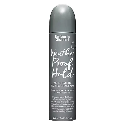 Image of Umberto Giannini Frizz Weatherproof Hairspray 200ml, Anti Frizz, Ultra lightweight, Heat Protecting, Humidity, Medium Hold Hairspray, enriched with Vitamin E for Shiny, Glossy and Glass Hair