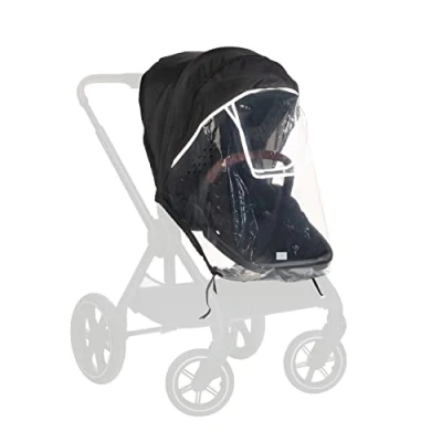 Image of hauck Universal Pushchair Seat Rain Cover, Transparent Fits Most &amp; Stroller Seats, Waterproof Durable, with Access Window, Drawstring, Reflective Trim, Adjustable Foldable