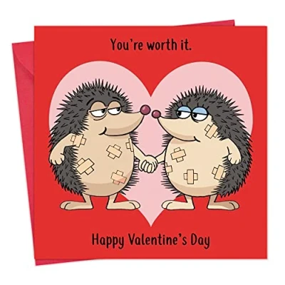 Image of Twizler Funny Valentines Day Card with Hedgehogs Valentine’s Humorous For Her Him