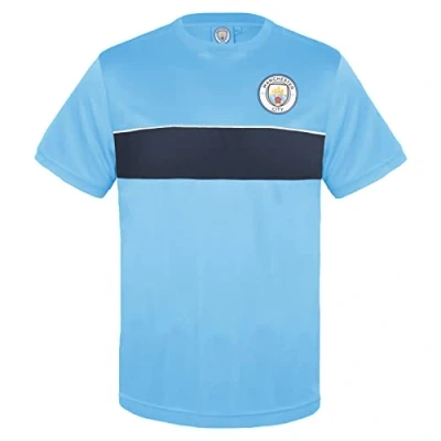 Image of MANCHESTER CITY FC Official Gift Mens Crest Poly T Shirt Sky Blue XL