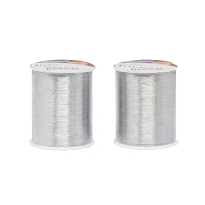 Image of Korbond 320m Sewing Thread 2 x 160m Spools Silver Polyester Hand and Machine