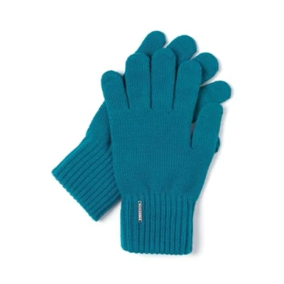 Image of Vivisence Stylish And Warm Five Finger Winter Gloves For Women With Wide Welt Finish Soft Wool Blend Material Ideal Cold Autumn Days, Turquoise,UNI