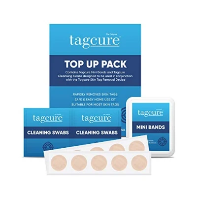 Image of Tagcure Skin Tag Removal Top Up Pack for Easy includes 20 x Bands, 20x Cleaning Swabs &amp; Plasters DEVICE NOT INCLUDED This is a (0.5cm or Larger)