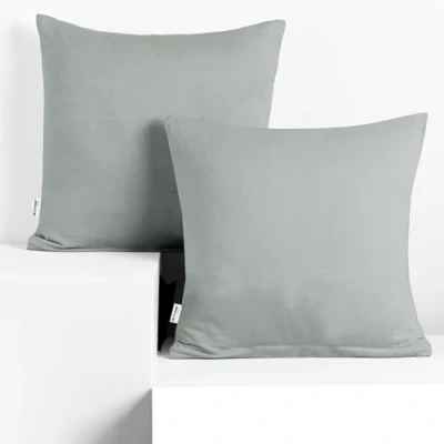 Image of DecoKing 2 cushion covers 50 x cm jersey cotton zip steel amber