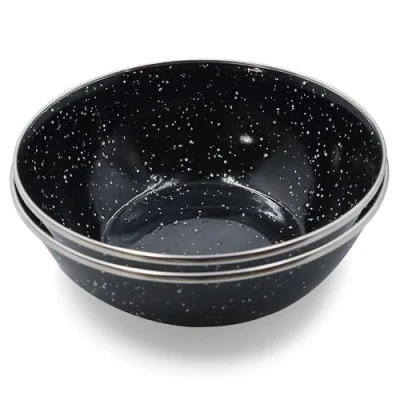 Image of Navoys 2 Enamel Camping Bowls Black, Heat Resistant, Ideal Accessory for Camping, Picnic, Hiking, Fishing (2 Bowls)