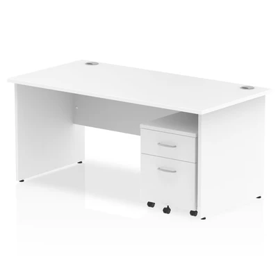 Image of Impulse 1600x800mm Desk White Top Panel Leg+ Mobile Ped