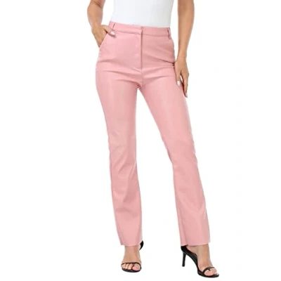 Image of HDE Women&#039;s Faux Leather Pants High Waisted Straight Leg Trousers with Pockets, Pink, M