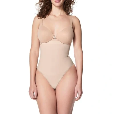 Image of SPANX Women&#039;s Seamless Power High Waisted Thong Shapewear Briefs, Soft Nude, L