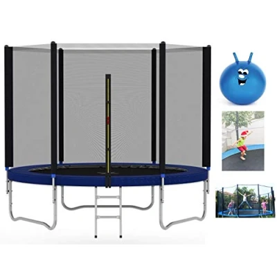 Image of Heavy Duty 6FT 8FT 10FT 12FT 14FT Outdoor Trampoline with Enclosure Net for Kids Spring Cover Ladder FREE Space Hopper (8ft)