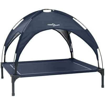 Image of vidaXL Raised Dog Bed with Removable Roof Navy Blue XL Steel