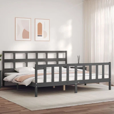 Image of vidaXL Bed Frame without Mattress Grey 200x200 cm Solid Wood Pine