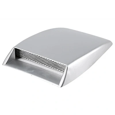 Image of Air Flow Vent Hood Scoop, Universal Car Intake Scoop Turbo Bonnet Cover Sticker Black (Silver) console parts