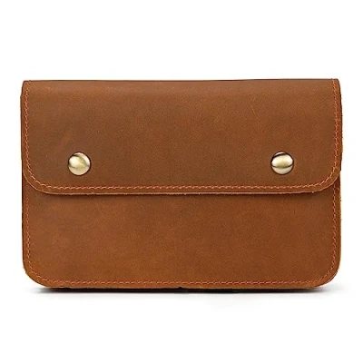 Image of LUUFAN Men&#039;s Leather Waist Bag Fanny Pack Belt Pouch Bum (Dark Brown)
