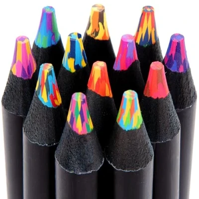 Image of Maqhpu 12 Pieces Rainbow Pencils, Stocking Fillers Kids, Gifts for Teenage Girls, Colouring Pencils Adults Drawing Party Bags, Art Supplies 4 Year Old Girls