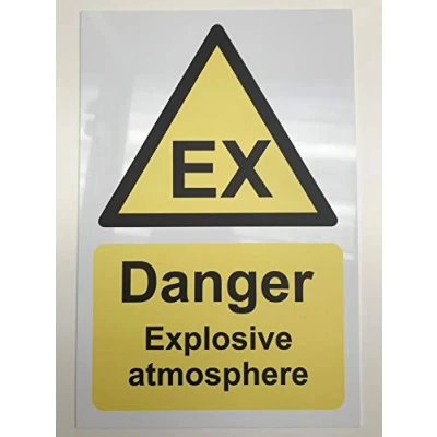 Image of Warning Danger explosive atmosphere safety sign 1.2mm rigid plastic 400mm x 300mm