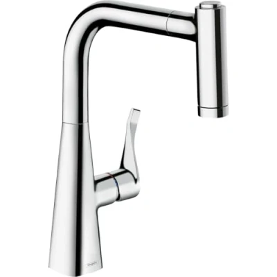Image of hansgrohe Metris Kitchen Tap 220, Pull Out Spray, 110/150 Swivel Range, chrome