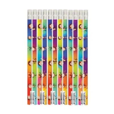 Image of 12 x Dancin&#039; Monkey HB Pencils with Erasers. Super Class Gift/Party Bag Filler Present