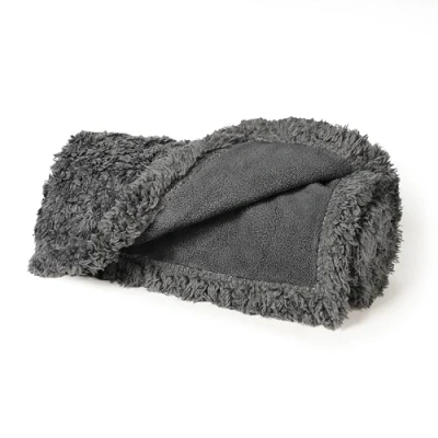 Image of Waterproof Dog Blanket, Pet Pee Proof Fleece Sherpa Throw Blanket for Sofa Couch Bed Protection, Washable Reversible Furniture Protector Cover 75 x 65 cm Charcoal Grey