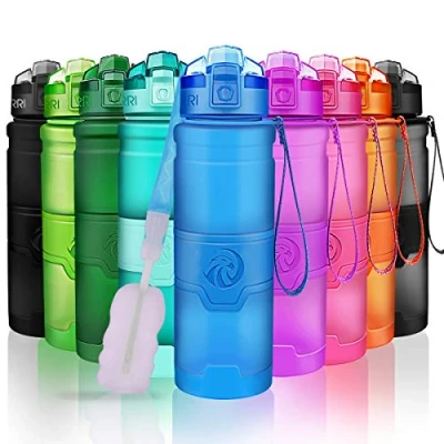 Image of ZORRI Water Bottles, BPA Free Leakproof 32oz 1 litre Bottle for KidsEco Friendly Tritan Sports Cycling,Running,Gym,OutdoorWith Fruit Infuser, Brush1 Click Flip Top Lid