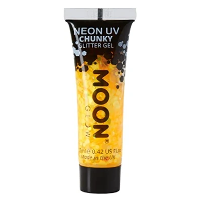 Image of Neon UV Face &amp; Body Chunky Glitter Gel 12ml Golden Yellow