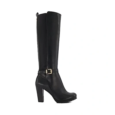 Image of Dune Ladies SAREENA Buckle Block Heel Knee High Boots Size UK 3