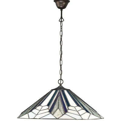 Image of Astoria 1 Light Large Ceiling Pendant Dark Bronze, Tiffany Style Glass, E27
