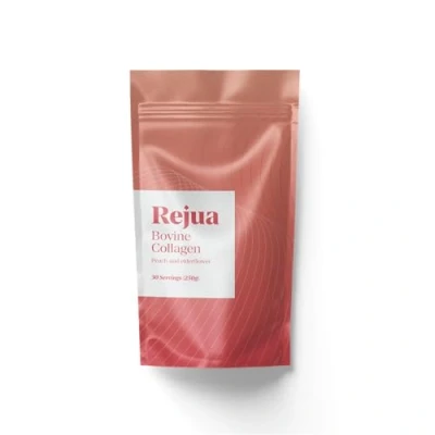 Image of Rejua Peach &amp; Elderflower Flavoured Premium Bovine Collagen Powder 250g Pouch Supports Skin, Hair, Nails, Joints Bones Peptides with Vitamin C, Biotin Selenium