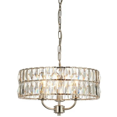 Image of Clifton 3 Light Multi Arm Lamp Ceiling Pendant Bright Nickel