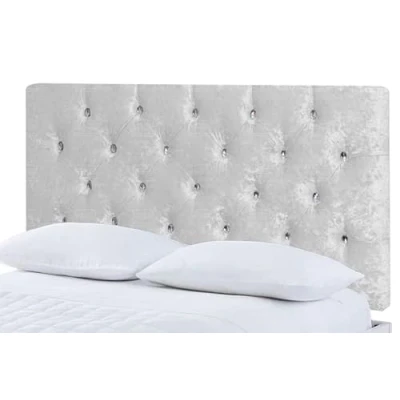 Image of Gallop Sleep Chesterfield Headboard in Crush velvet for Divan Bed with Diamante Buttons (White, king Size 5 FEET, Height 20 INCHES)
