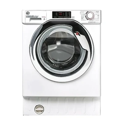 Image of Hoover H WASH/DRY HBDS495D1ACE/ 80 Integrated Washer Dryer, 9Kg Wash+5Kg Dry, 1400 Rpm, 12 Programmes, 3 Drying Levels, White with Chrome door